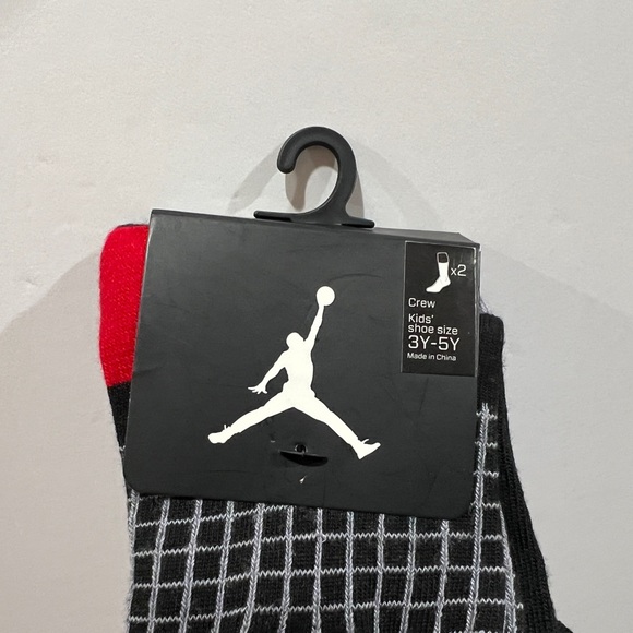 Jordan, Kids Crew Socks, Red, Black & Grey, 2 Pack - Picture 3 of 6